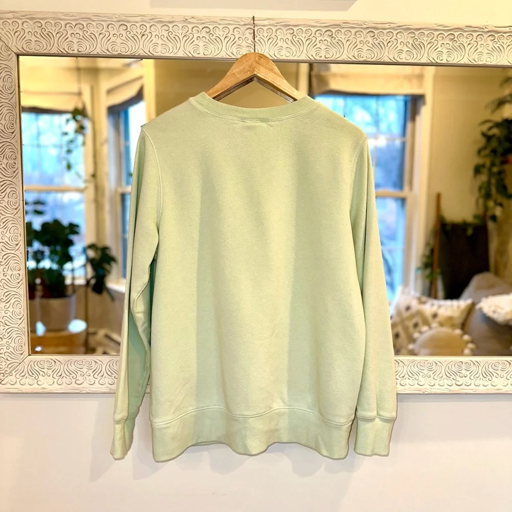 The North Face Light Mint Green Crew Neck Cotton Long Sleeve Sweatshirt Large